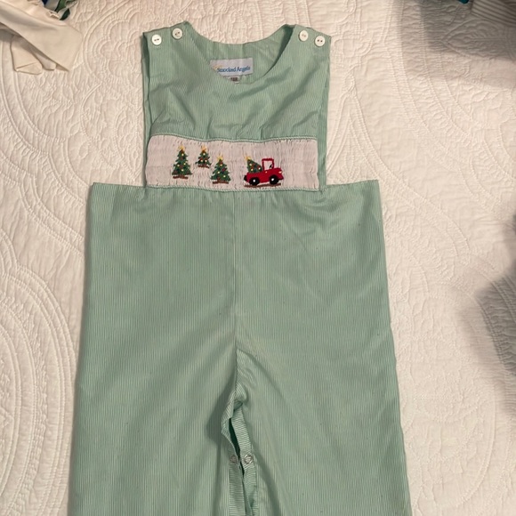 Smocked Angels, Christmas smocked longall, sz 18m - Picture 1 of 3